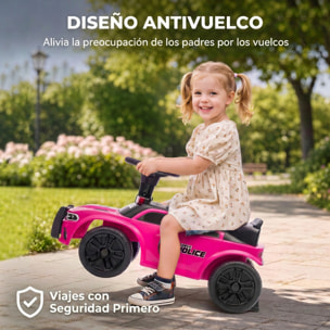 AIYAPLAY Coche Correpasillos de Policía para Niños de 18-36 Meses, Correpasillos con Luz, Música y Espacio de Almacenaje, 65x29,5x36 cm, Rosa
