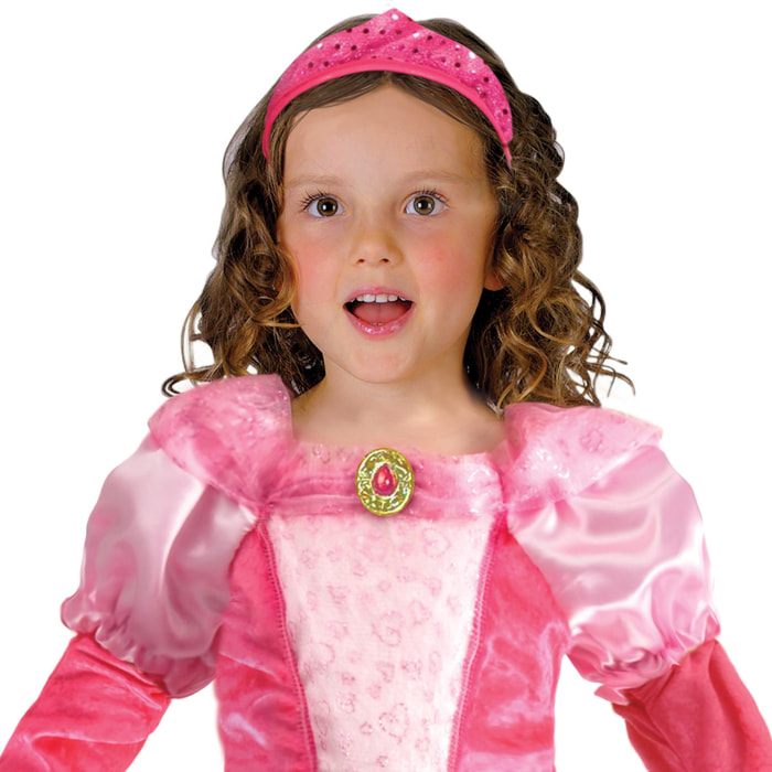 Abito Principessa Delle Rose Costume Carnevale Rosa Bambina