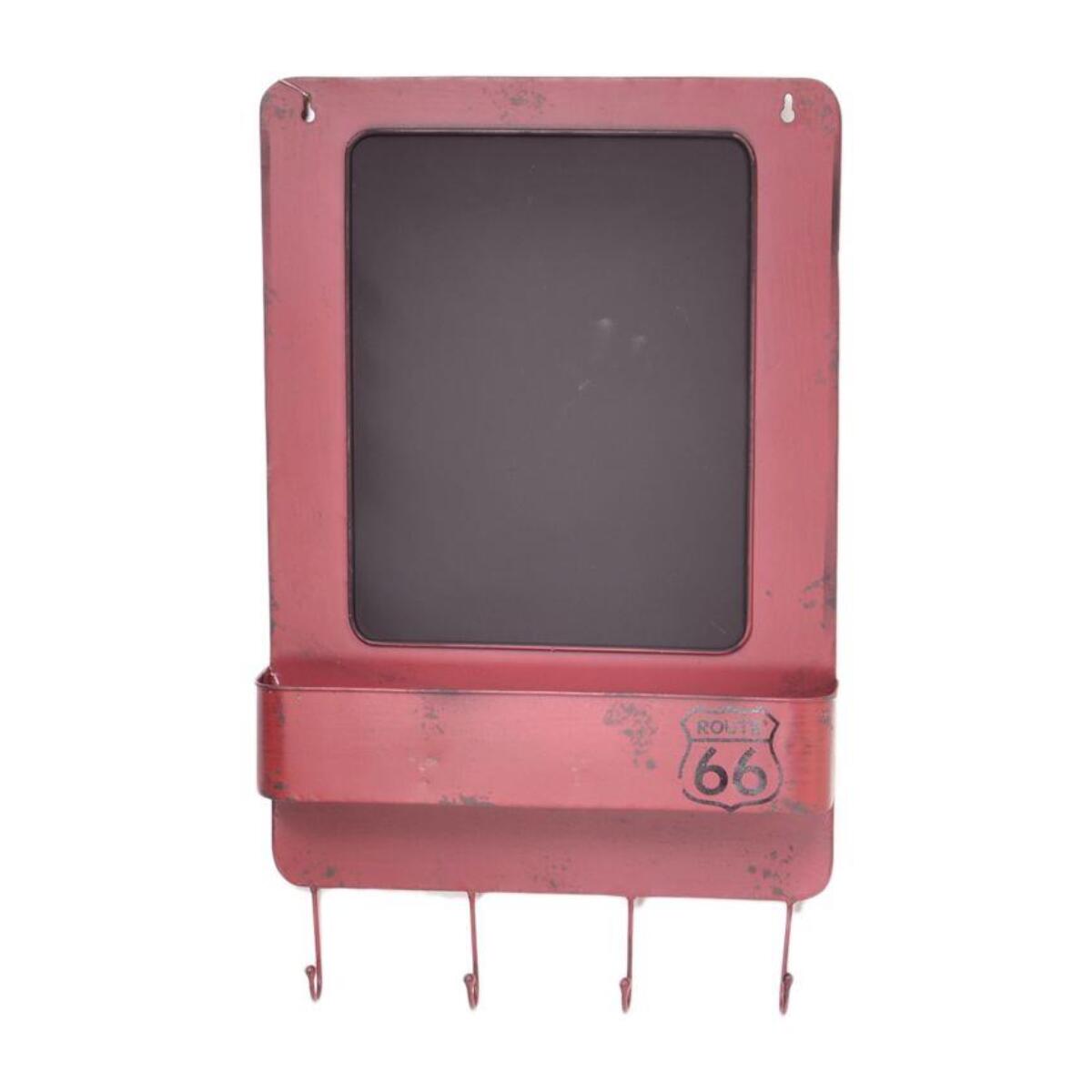 Lavagna in metallo bristol rosso con mensola e appendino 4 posti cm35x57,5x7