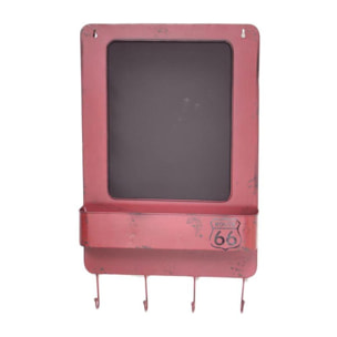 Lavagna in metallo bristol rosso con mensola e appendino 4 posti cm35x57,5x7