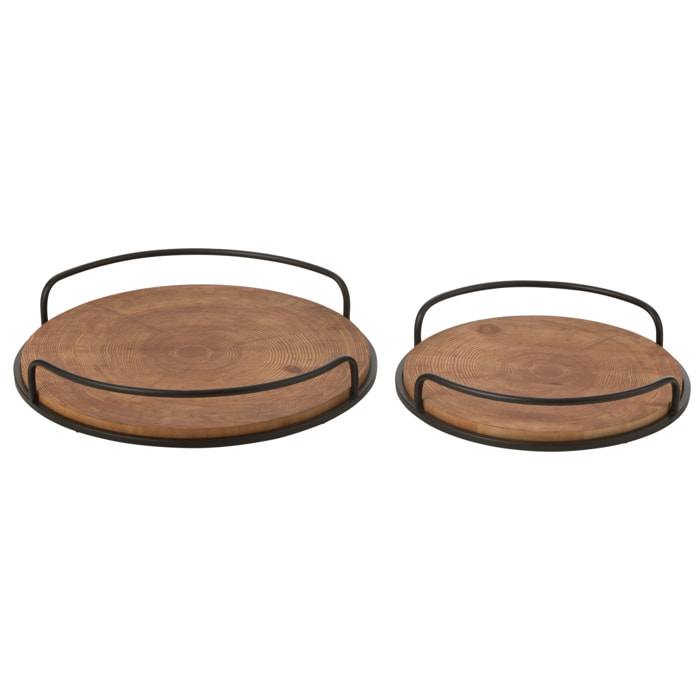 J-Line plateau - ijzer - zwart - set de 2