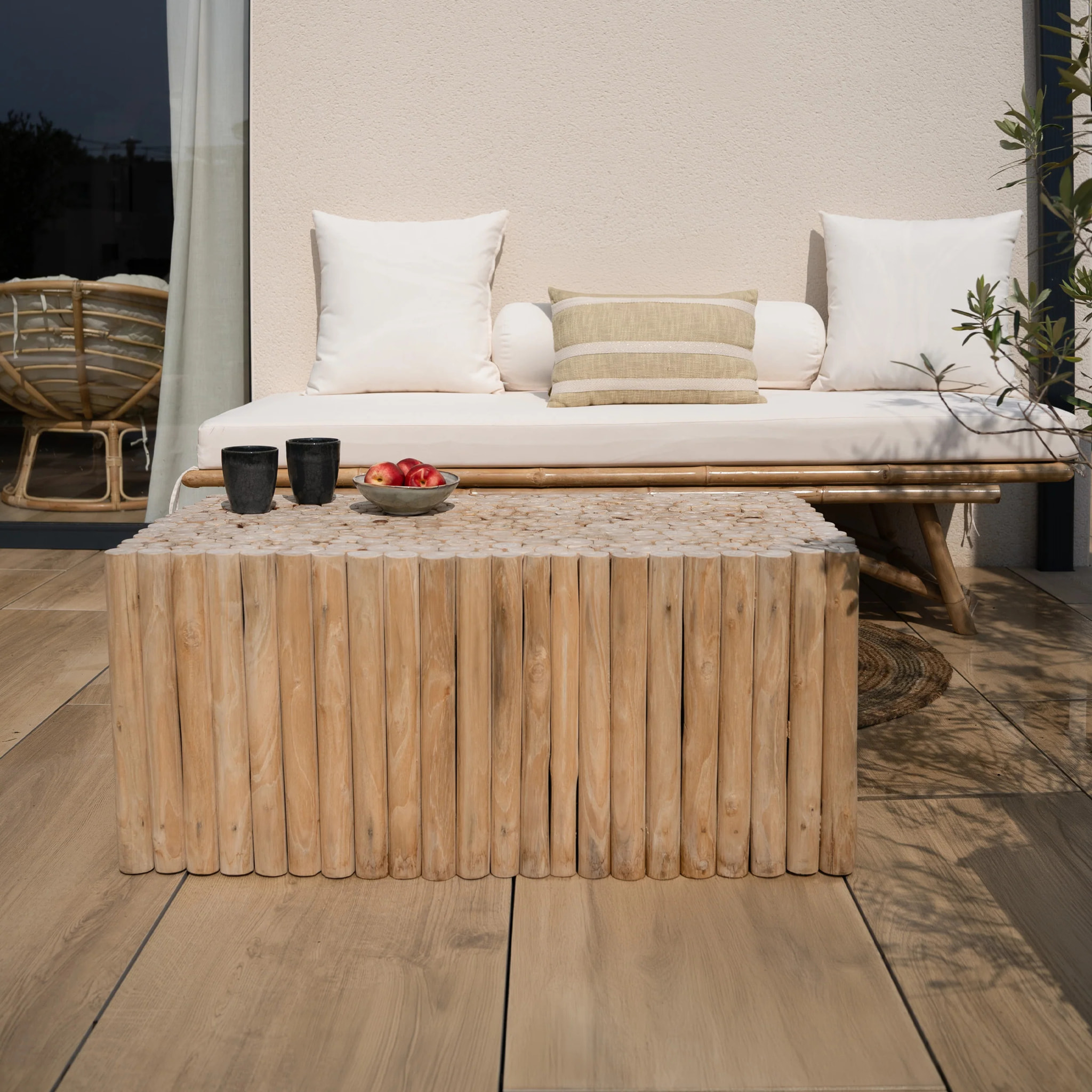 Table basse de jardin  rectangulaire 90x50cm en teck - Imani