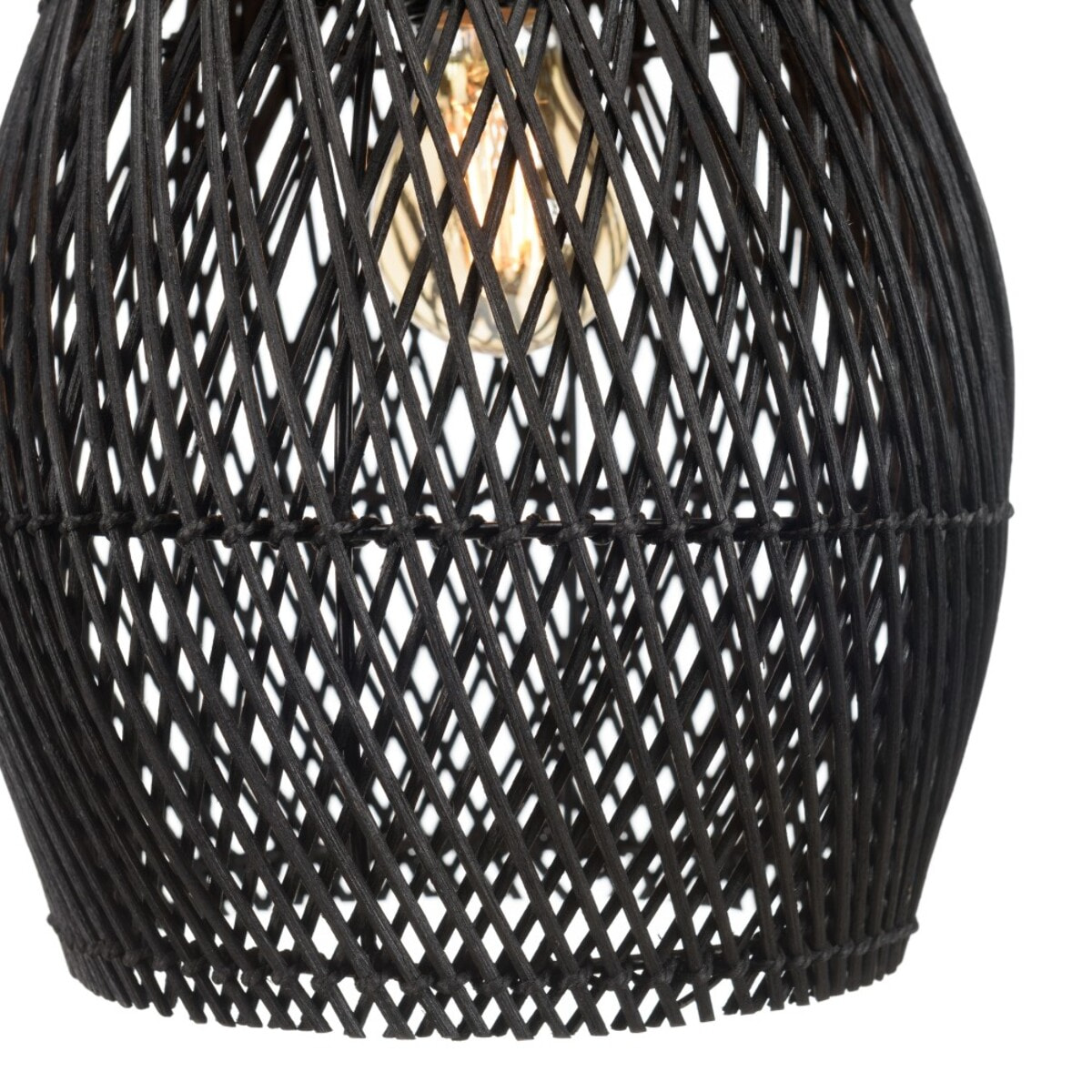 SIXTINE - Suspension 'goutte' 25x25cm en rotin couleur noire et teck