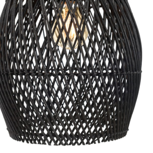 SIXTINE - Suspension 'goutte' 25x25cm en rotin couleur noire et teck