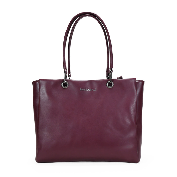 Bolso shopper burdeos para portátil
