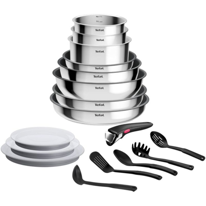 Batterie de cuisine TEFAL Cook Eat 17pcs Ingenio Inox