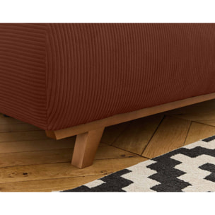 Cristal - canapé 3 places - convertible avec coffre et pouf - en velours côtelé - Terracotta