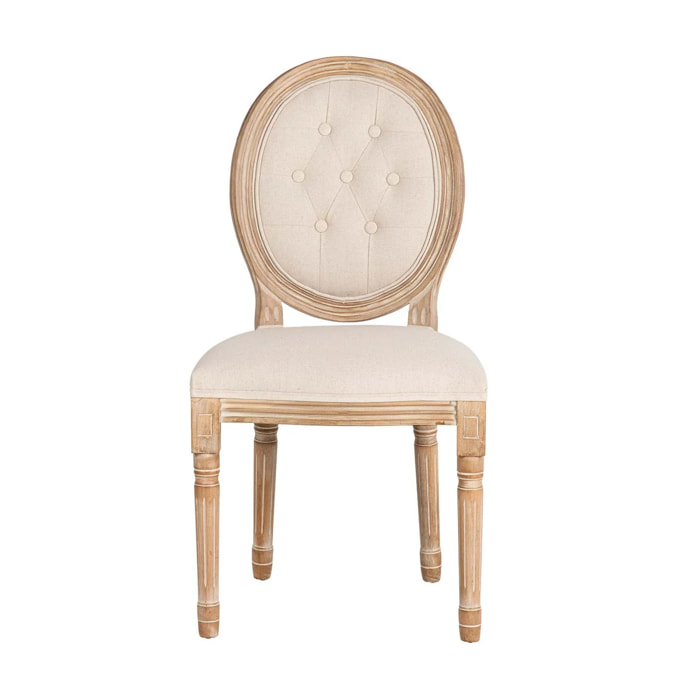 Silla Lino Capitone Patas Roble Kd 48x46x96cm