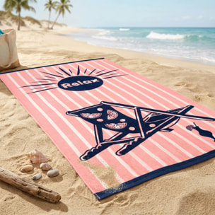 Serviette de plage éponge velours Jacquard - Relax - 90x170cm - 400g/m²