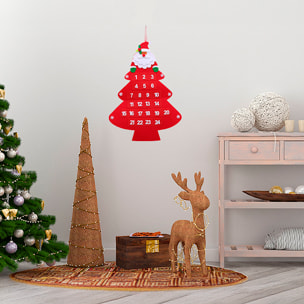Calendario de adviento con diseño de árbol de navidad y Papa Noel para colgar. 59cm.