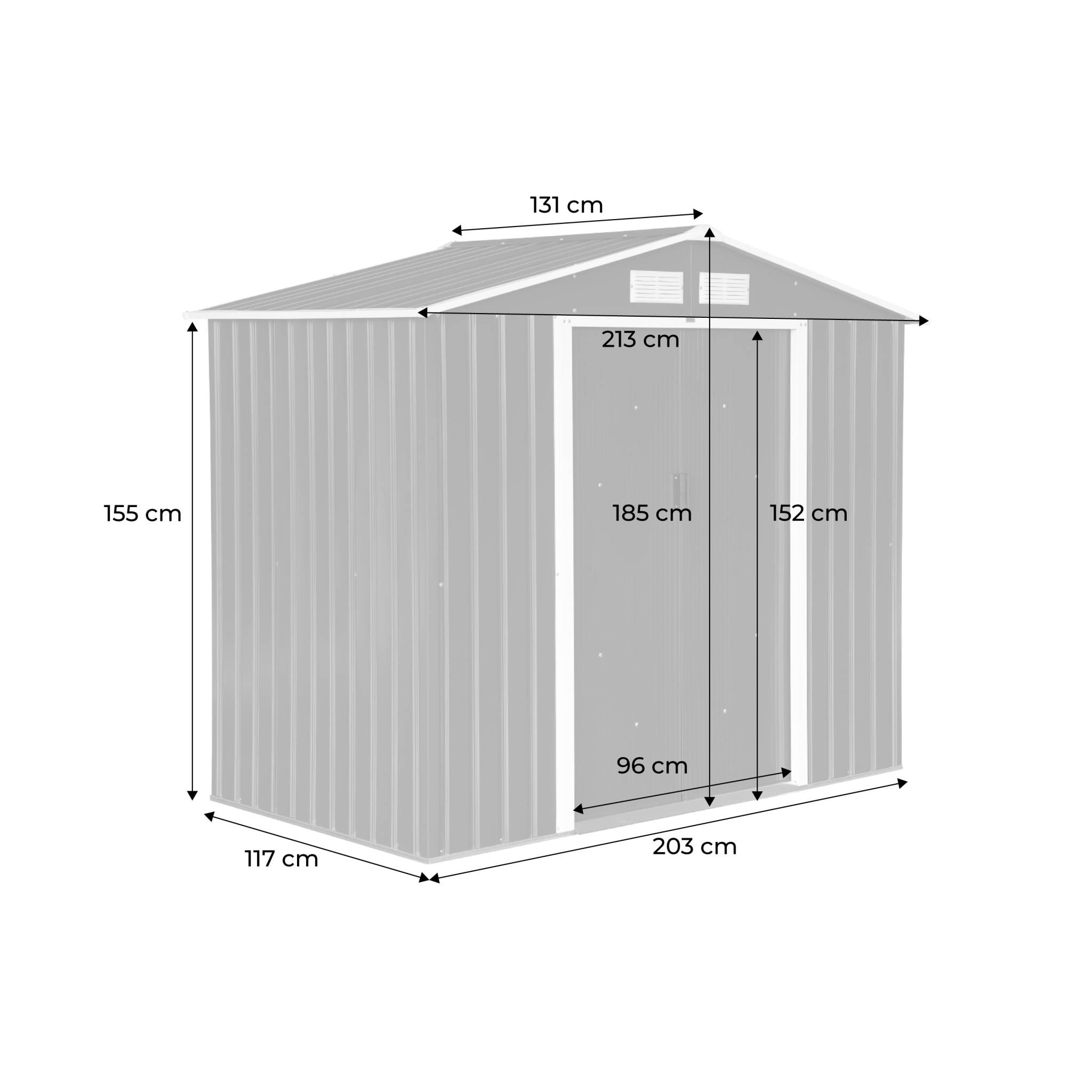 Abri de jardin en métal - Houtland. 2.71 m² anthracite - Cabane à outils avec double portes coulissantes. kit de fixation sol inclus. L 213 x P 131 x H 185cm