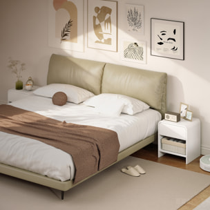 HOMCOM Juego de 2 Mesitas de Noche Nórdicas, Mesillas de Noche con Esquinas Redondeadas, Cajón y Estante Abierto, Mesita Auxiliar para Salón, Dormitorio, 40x35x45 cm, Blanco