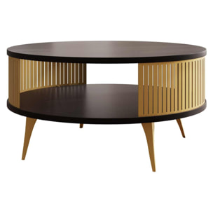 Forini - table basse ronde - noir et doré - 1 niche - 75 cm - Noir / Doré