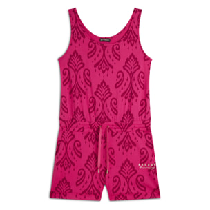 Tuta corta floreale in jersey con top a canotta