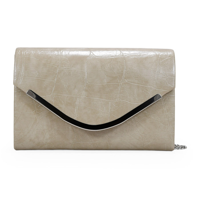 Bolso de mano piedra con solapa y metal