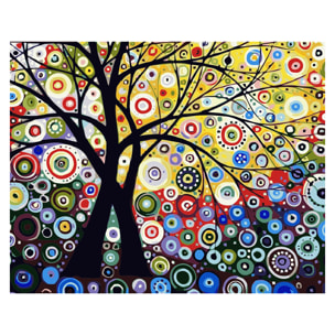 Tela con disegno da dipingere con i numeri, di 40x50cm. Design paesaggio psichedelico. Include pennelli e colori necessari.