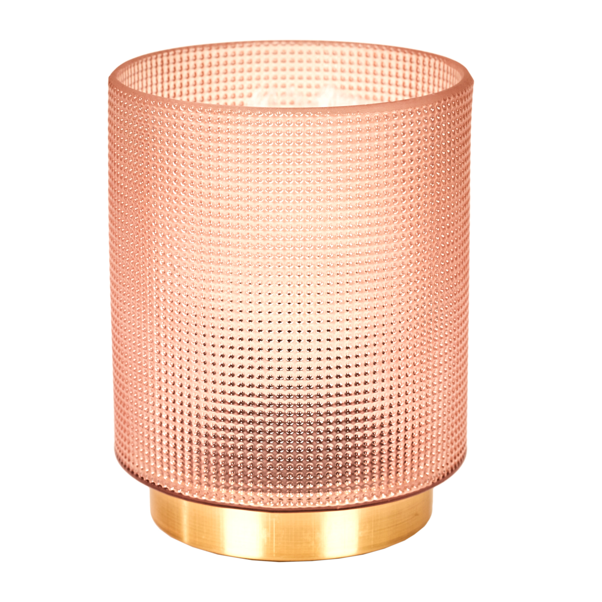 Lampe A Poser Verre Embosse Rose