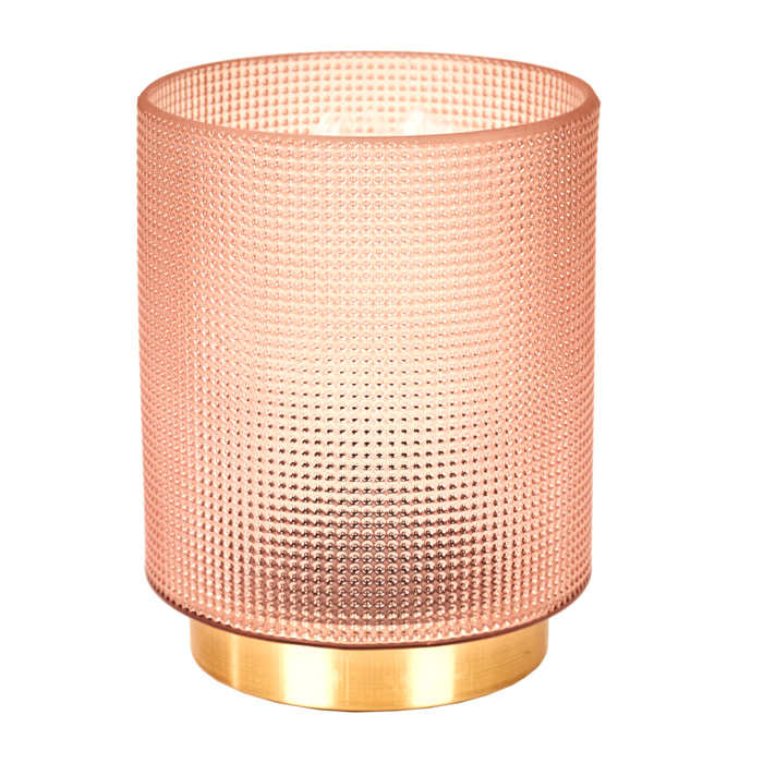 Lampe A Poser Verre Embosse Rose
