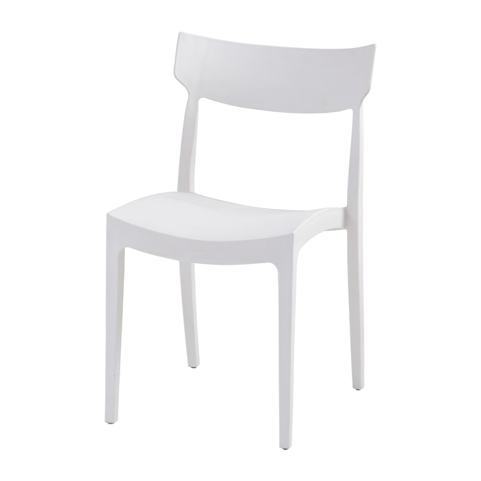 Set da, 4 Sedia Cordoba In Polipropilene Bianca per soggiorno, cucina e arredo bar