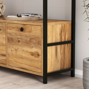 Buffet 3 portes style industriel bois/noir MELO