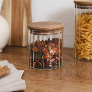 Bocal de Conservation - HOME DECO FACTORY - Couvercle en Acacia - Transparent