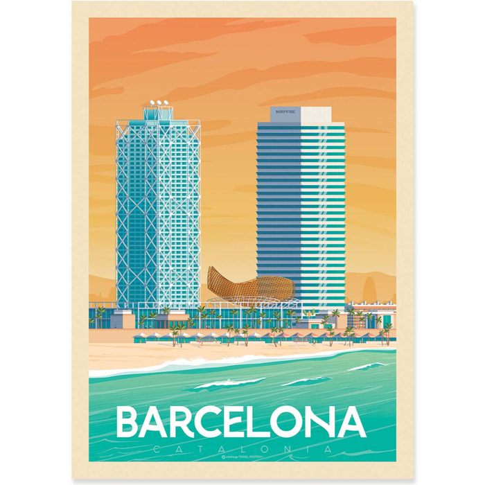Affiche - Barcelona - Olahoop Travel Posters