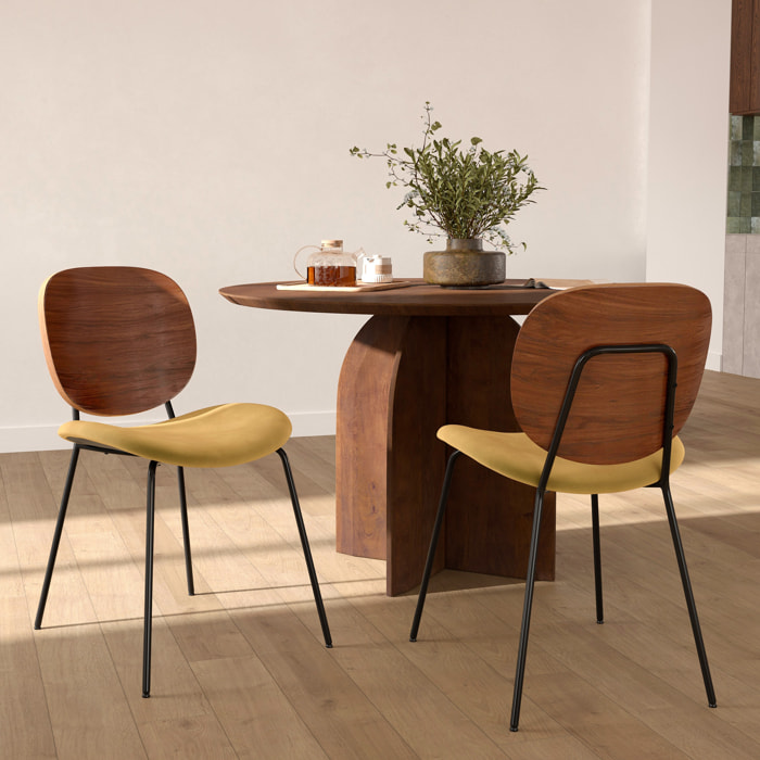 Lot de 2 chaises en velours jaune moutarde - Simone