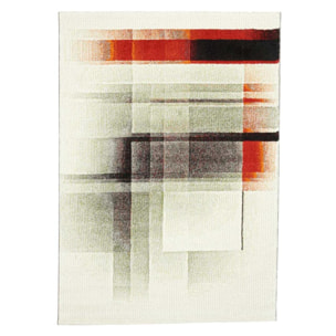 Petit tapis géométrique ivoire, rouge et noir