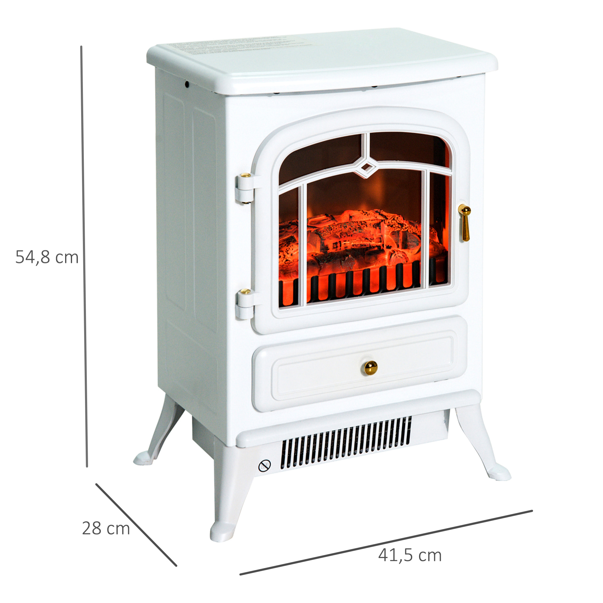 Cheminée électrique poêle style rétro thermostat 950-1850 W blanc