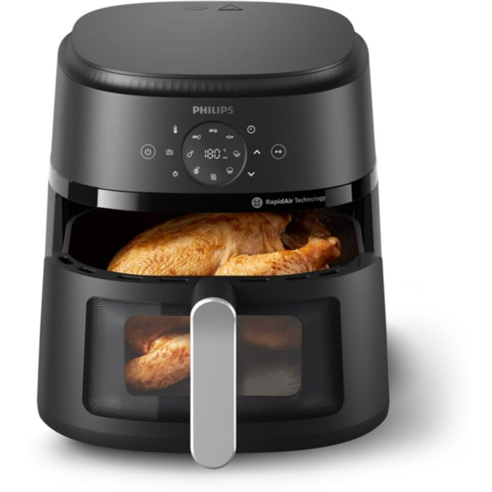 Airfryer PHILIPS NA231/00 Friteuse sans huile avec fenêtre de cuisson Noir/Argent, Série 2000 6.2L