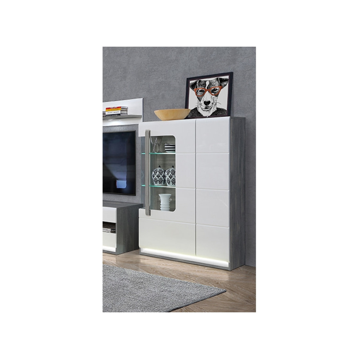 Vitrine 1 porte blanc laqué - SENSATION