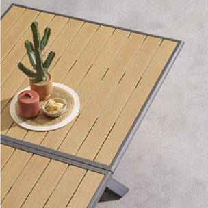 Table de jardin extensible "Axiome" effet bois honey & graphite 10 places en aluminium