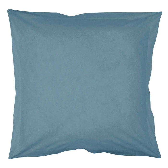 Taie d'oreiller unie en coton bio - Bleu