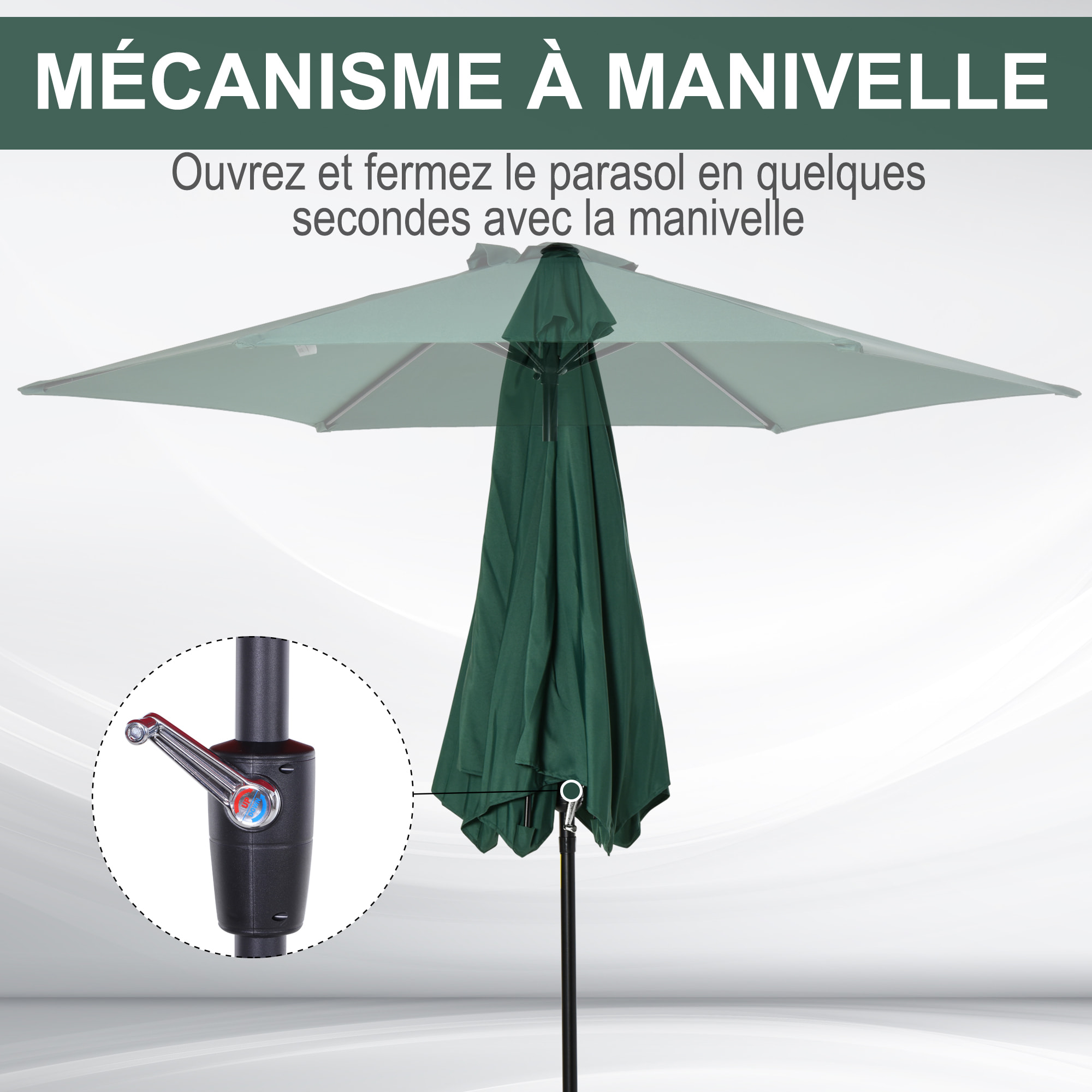 Parasol inclinable de jardin Ø 2,7 m alu. polyester