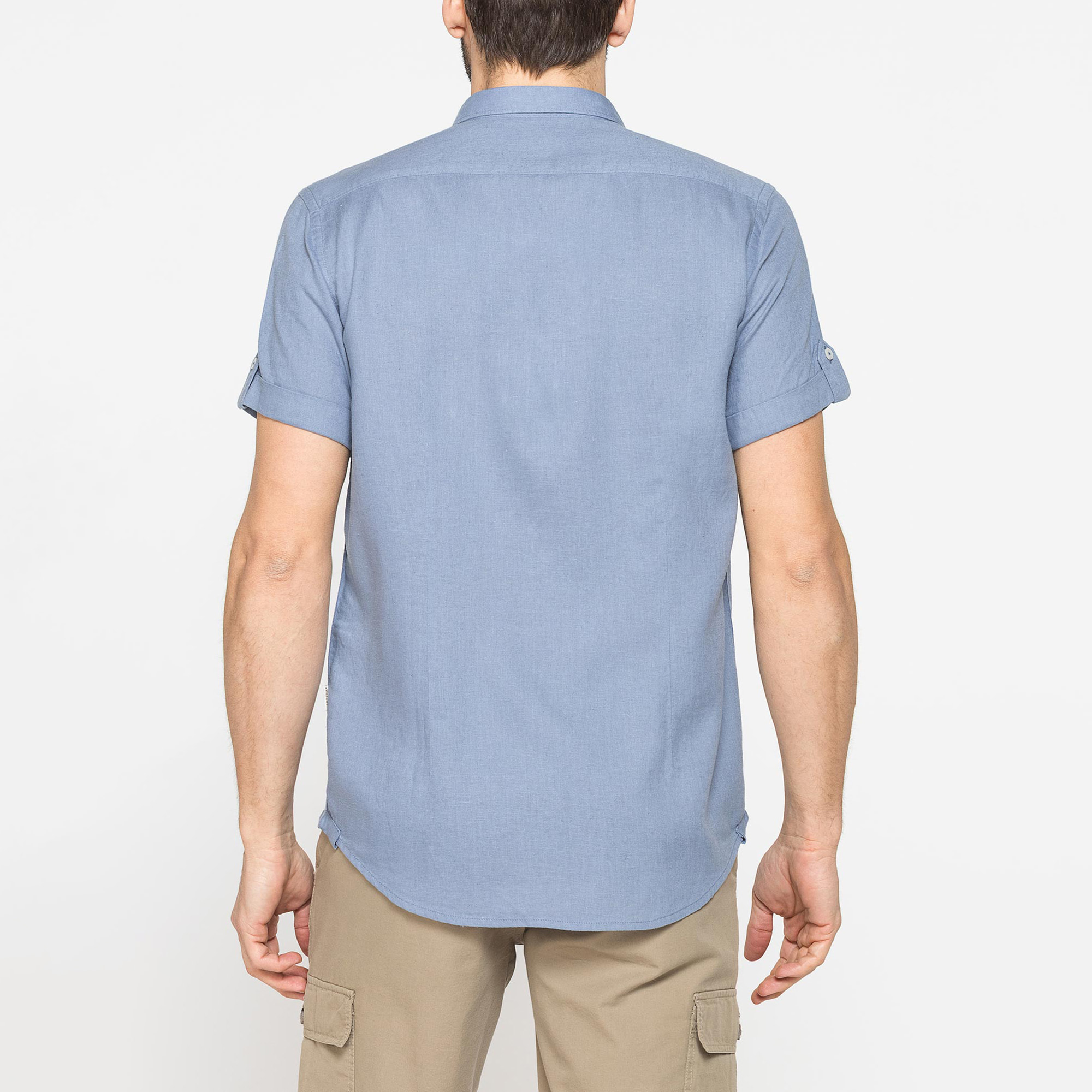 CAMICIA A MANICA CORTA IN TESSUTO DI LINO E LYOCELL