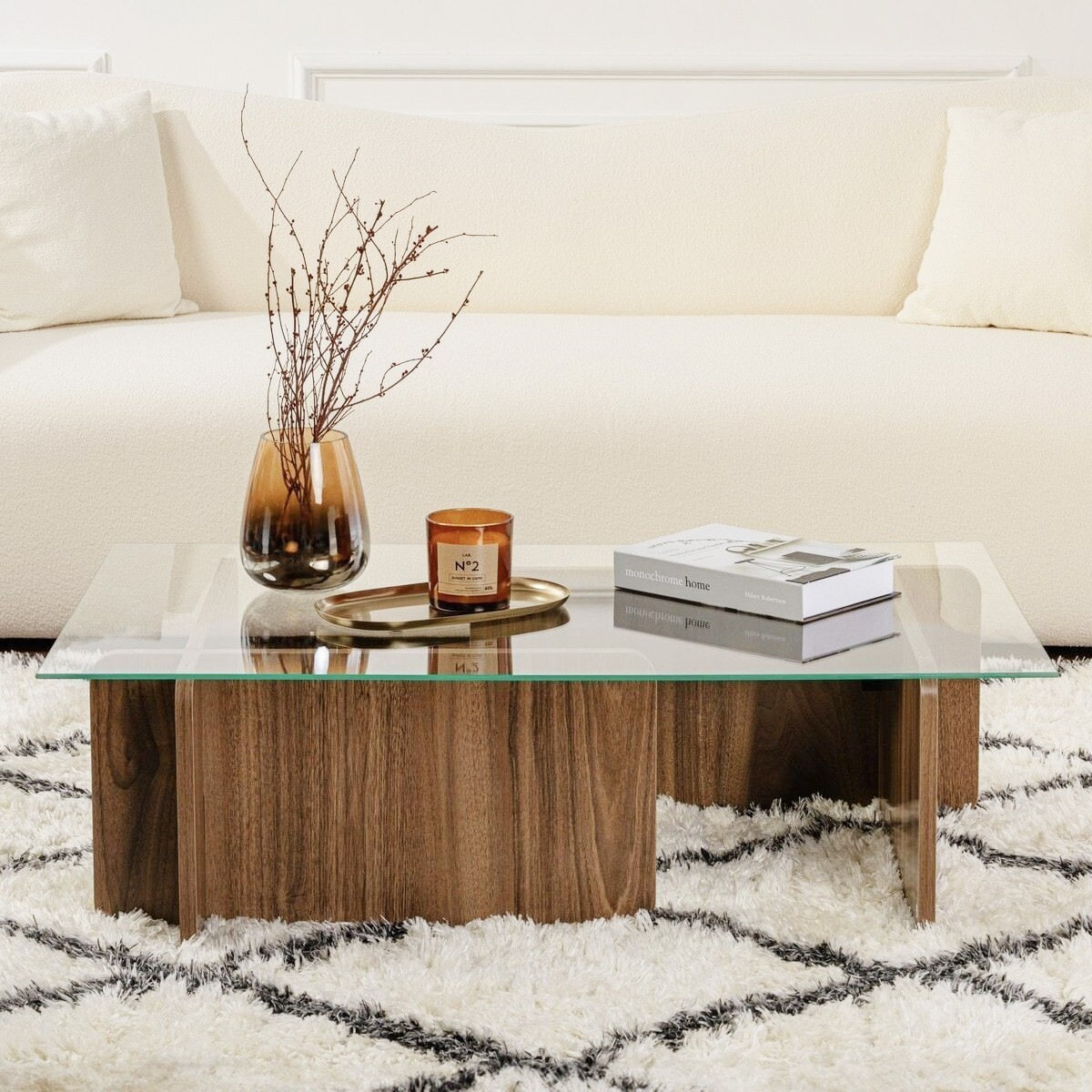 Table basse rectangulaire en verre - NAELIS