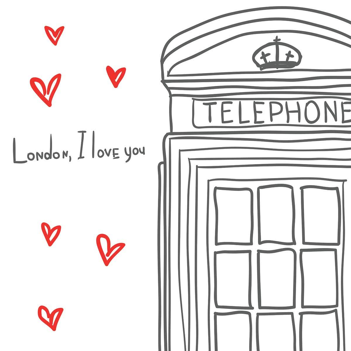 Affiche london i love you telephone boxes Affiche sous cadre noir