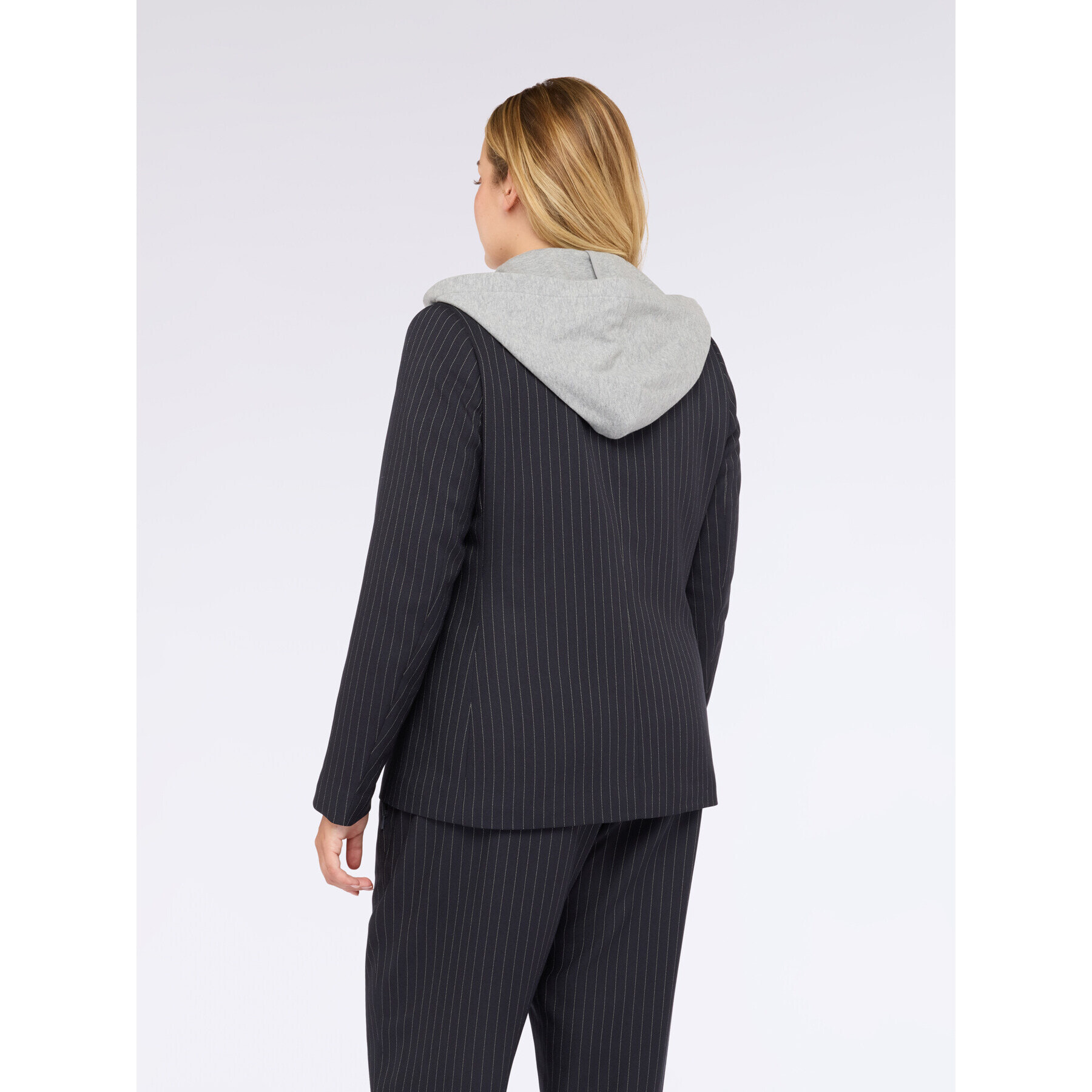 Fiorella Rubino - Blazer a rayas con capucha de sudadera - Azul