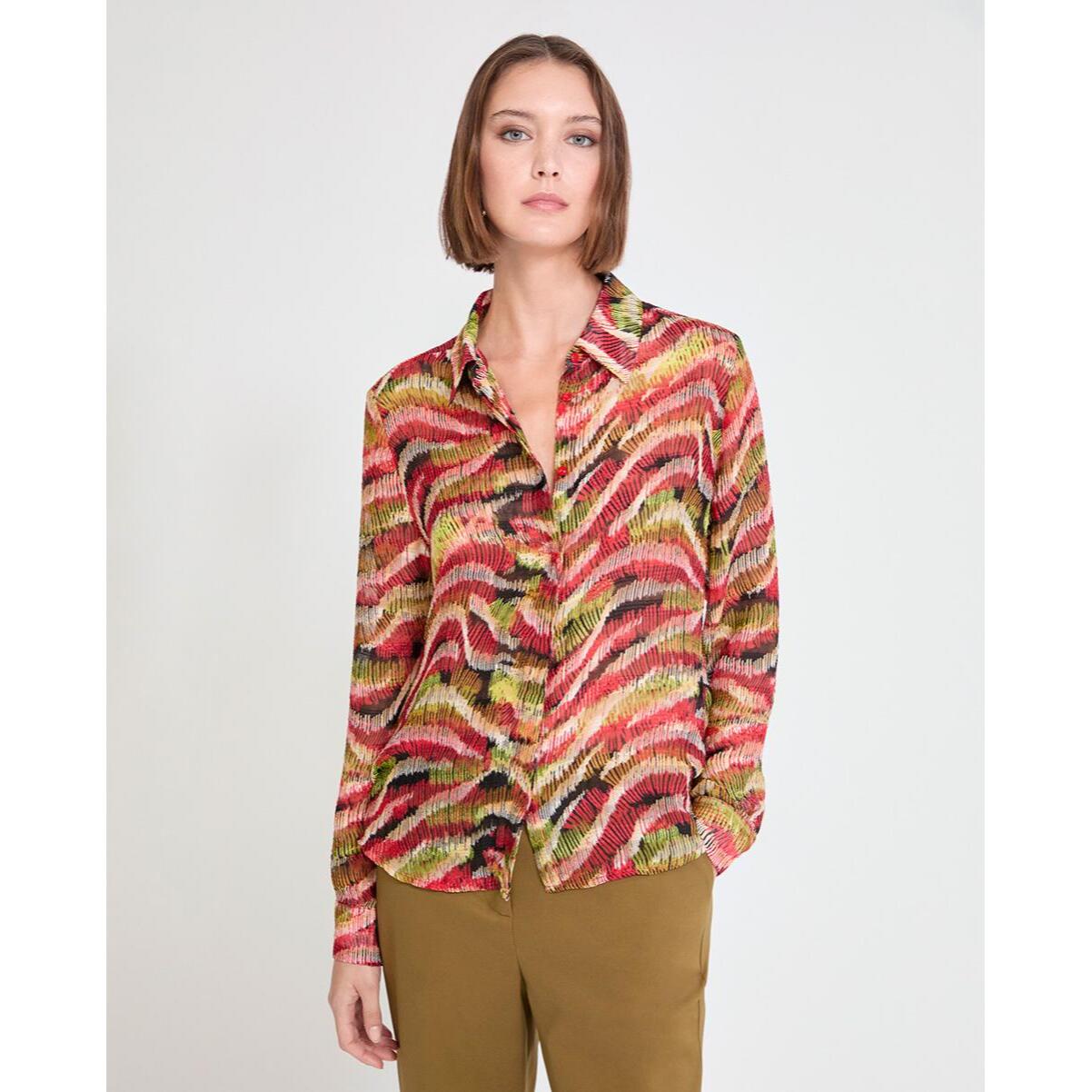 Camicia a maniche lunghe con stampa serpentina