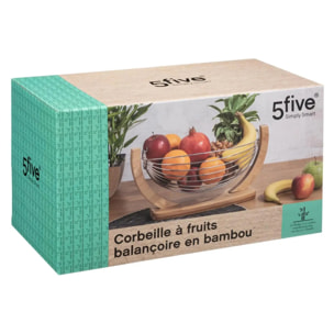 Corbeille balançoire métal 36x21cm bambou