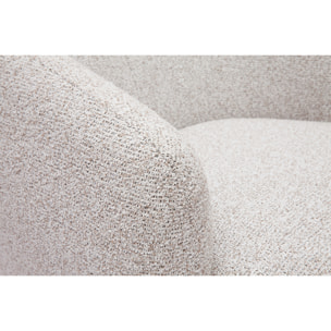 Fauteuil pivotant en tissu effet bouclette beige et métal noir BOWIE