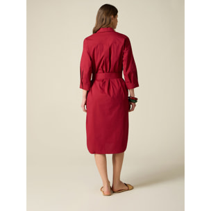 Oltre - Vestido camisero en popelín - Rojo