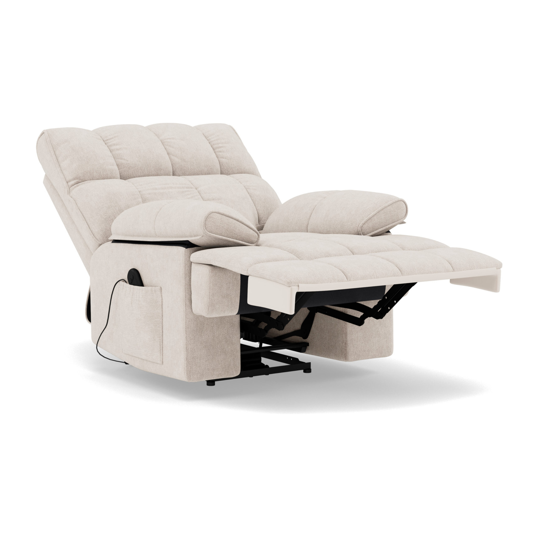 Chandler - Fauteuil relax électrique en velours texturé - Beige