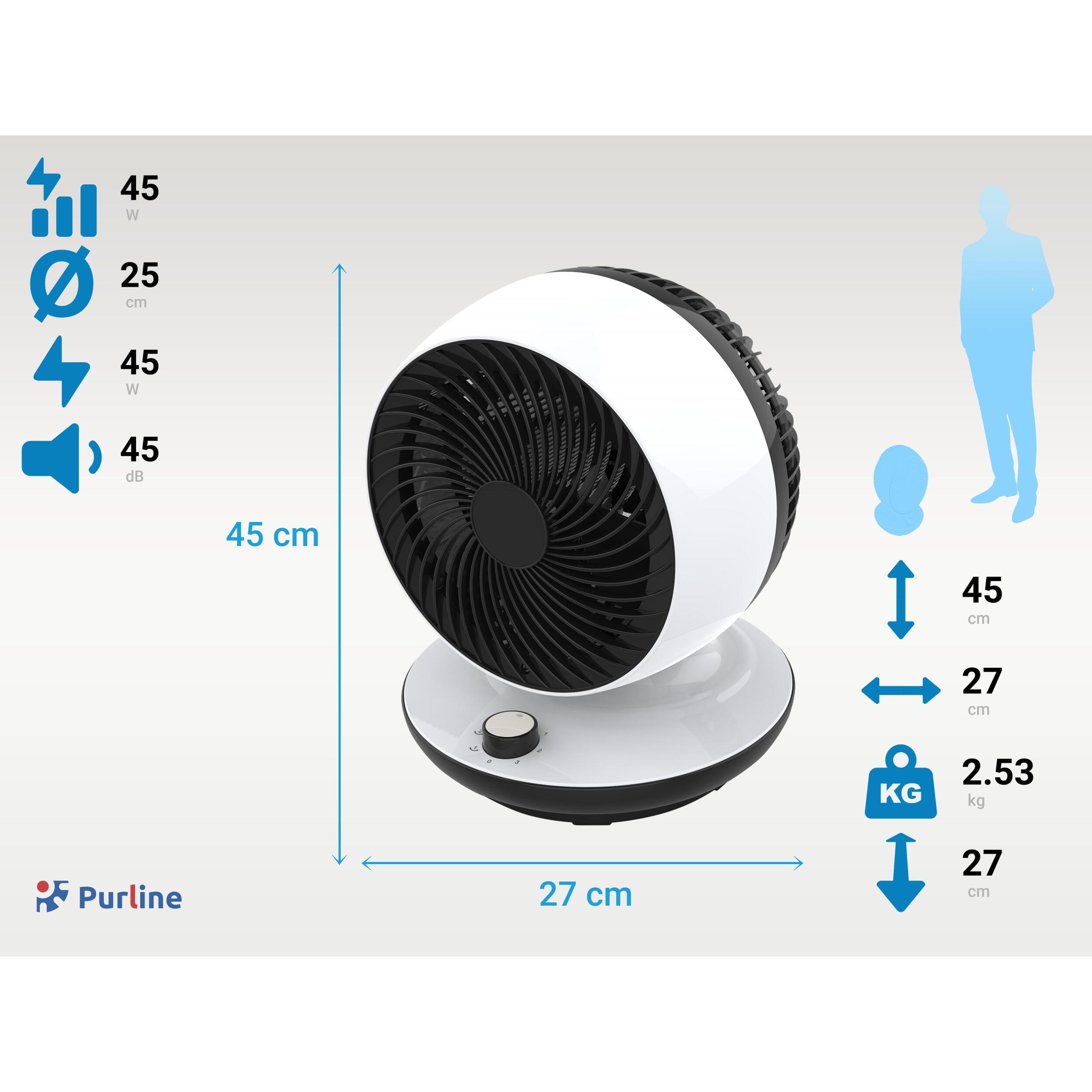 Ventilador de sobremesa con oscilación vertical VENTY TA 45 PURLINE