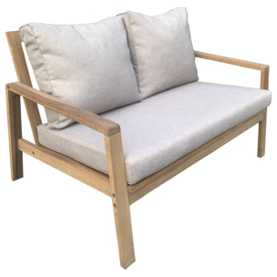 Salon de jardin en acacia massif 4 places GILI - coussins sable