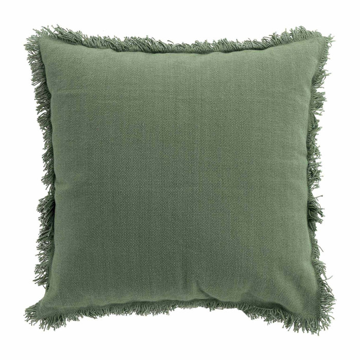 Coussin déhoussable à franges - Kaki