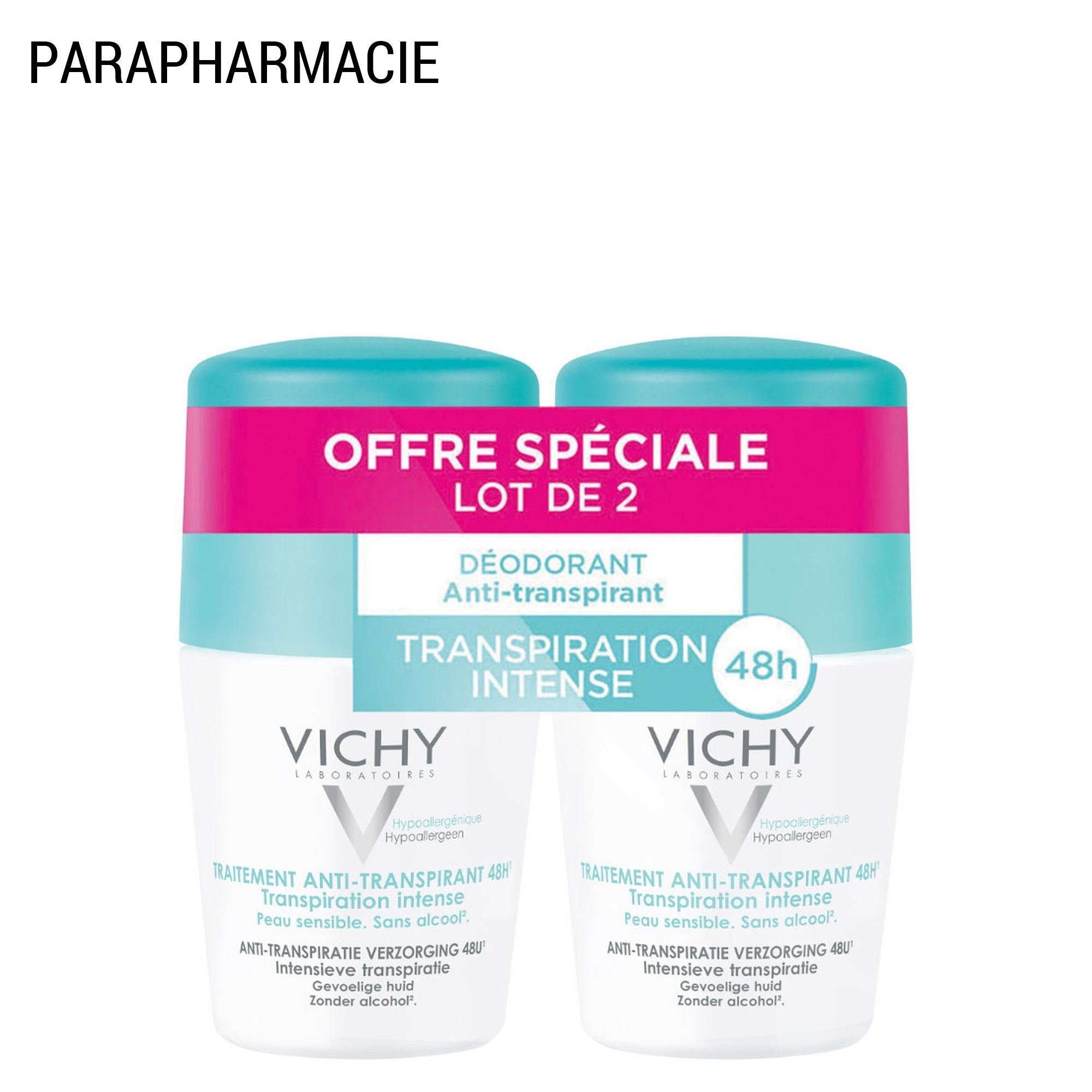 Anti-Transpirant Intense 48H - Roll-On Déodorant 2x50 ml