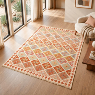 Tapis kilim ethnique, tissé à plat en laine, authentique VUJUN