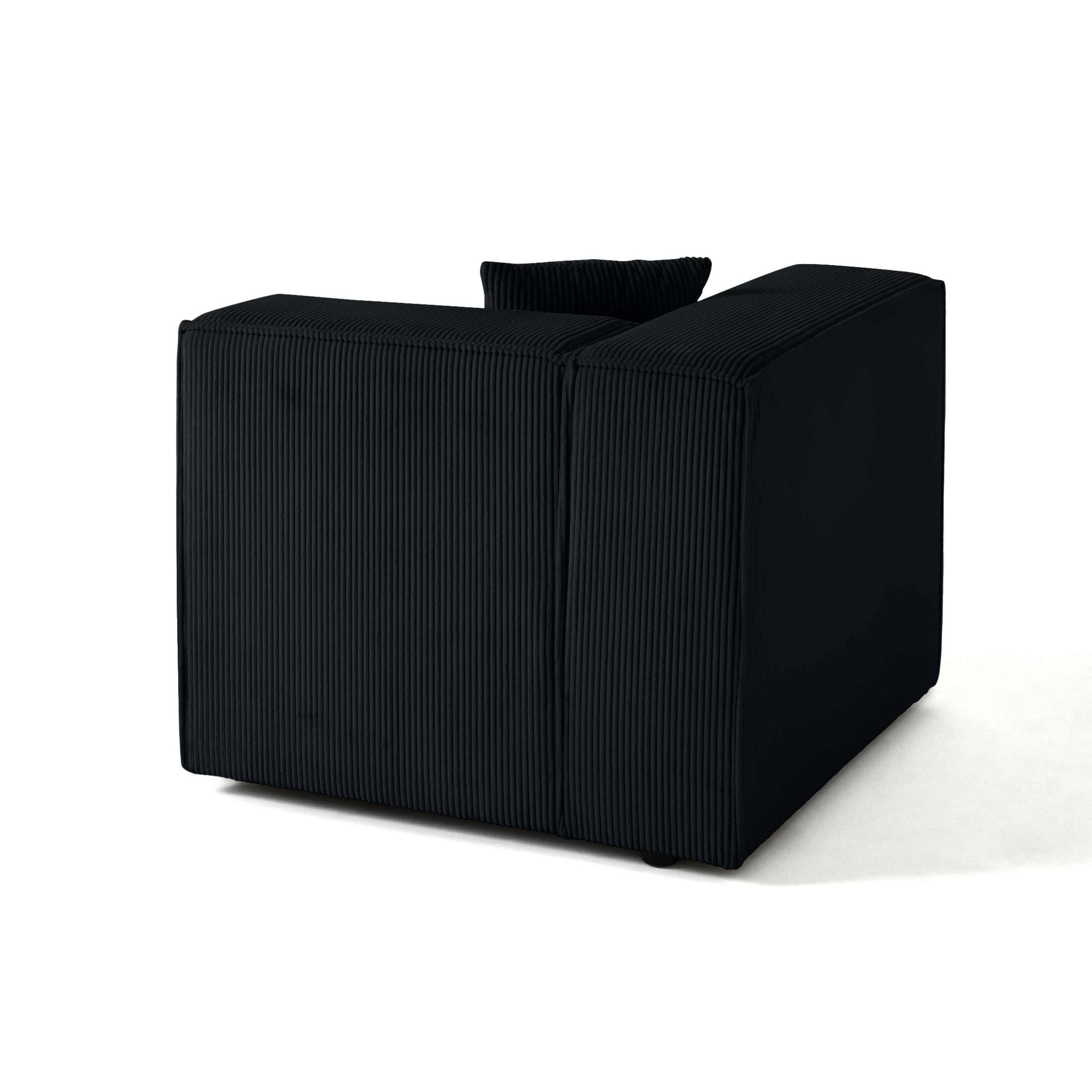 Arty - module d'assise gauche - en velours côtelé - Noir