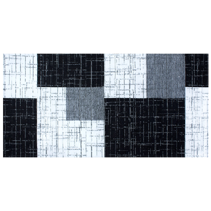 TAPPETO ARREDO GEOMETRICO DIS. MONDRIAN NERO 160x240 CM CON ANTISCIVOLO